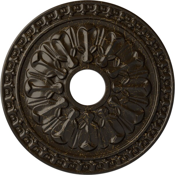 Ekena Millwork Warsaw Ceiling Medallion (Canopies up to 3 1/2"), 18"OD x 3 1/2"ID x 1 3/8"P, Stone Hearth Crackle CM18WASHC - main